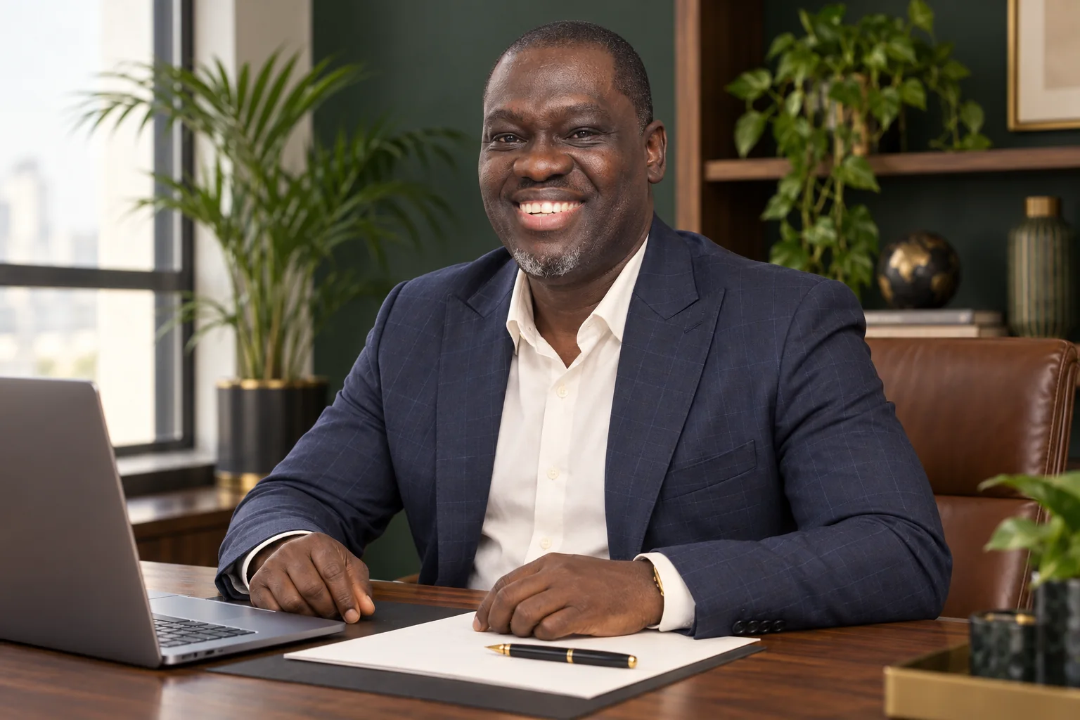 Ayodeji Peter Falope at his working desk